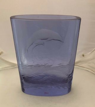 Signed Moser Alexandrite Crystal Vase Nature Dolphin Legends 11