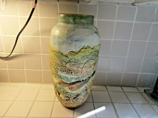 Rare Antique Large Weller Glendale Bird Vase - 13 - 1/2 "