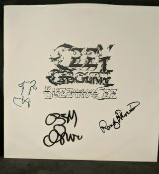 Ozzy Osbourne Randy Rhoads Rudy Sarzo Autographed Blizzard Of Ozz Jsa