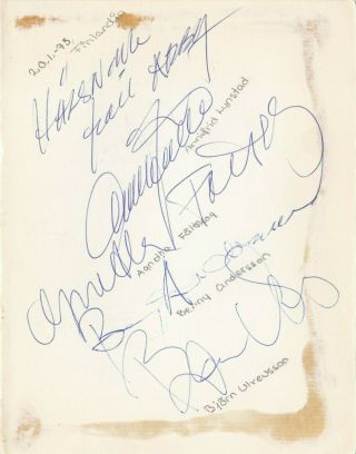 Abba Autographs / Agneta,  Benny,  Bjorn,  Frida / 1975 In - Person