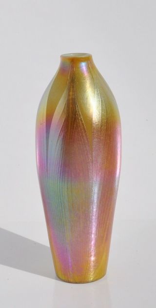 Rare Tiffany Studios LCT Small Pulled Feather Vase,  Iridescent Favrile Glass 2