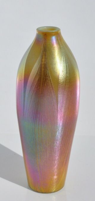 Rare Tiffany Studios LCT Small Pulled Feather Vase,  Iridescent Favrile Glass 4