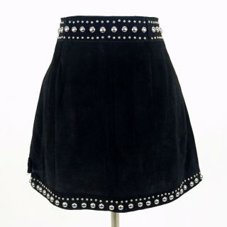Miranda Lambert People Black Leather Studded Mini Skirt Size 6