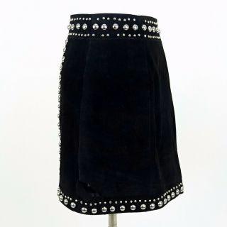 Miranda Lambert PEOPLE Black Leather Studded Mini Skirt Size 6 2