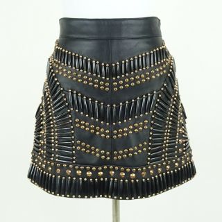 Miranda Lambert NASTY GAL Black Leather Embellished Mini Skirt Size M 2