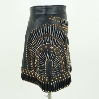 Miranda Lambert NASTY GAL Black Leather Embellished Mini Skirt Size M 3