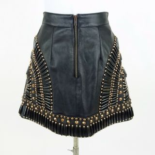 Miranda Lambert NASTY GAL Black Leather Embellished Mini Skirt Size M 4