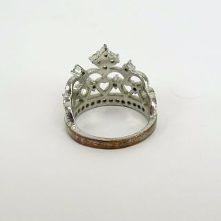 Miranda Lambert UNLABELED Silver - Colored Crystal Like Crown Shape Ring Size 8 2