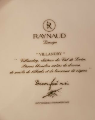 6 Raynaud Limoges France VILLANDRY Green Dinner Plates Discontinued 3