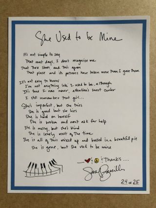 Waitress The Musical Limited Edition Print - Sara Bareilles Handwriting