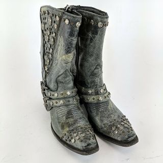 Miranda Lambert Double D Ranch Green Tint Studded Inner Zip Boots Size 8