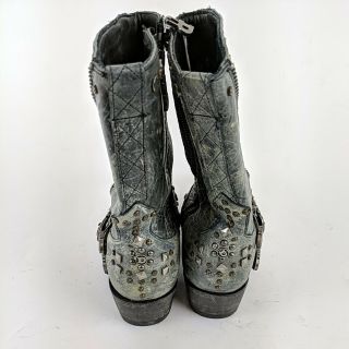 Miranda Lambert DOUBLE D RANCH Green Tint Studded Inner Zip Boots Size 8 4