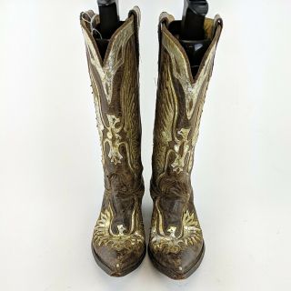 Miranda Lambert OLD GRINGO Brown & Gold Leather Cowboy Boots Size 8.  5 B 3