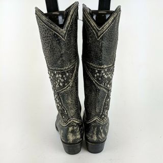 Miranda Lambert FRYE Faded Black Studded Star Detail Side Zip Boots Size 9 4