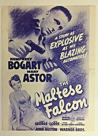 Vintage 1941 Movie Herald The Maltese Falcon Film Noir Humphrey Bogart Warner