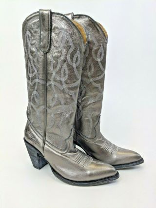 Miranda Lambert IDYLLWIND Silver Embroidered Autographed Cowboy Boots Size 8.  5 3