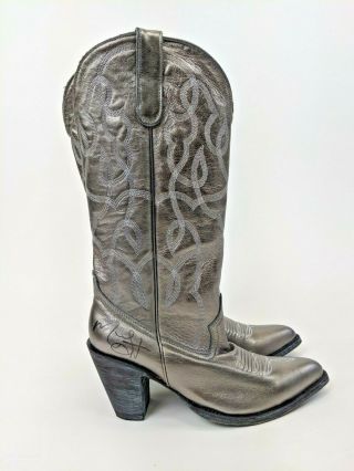Miranda Lambert IDYLLWIND Silver Embroidered Autographed Cowboy Boots Size 8.  5 5