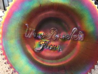 Very Rare Northwood Carnival Glass Advertising Plate - We Use Broeker’s Flour 2