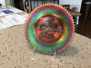 Very Rare Northwood Carnival Glass Advertising Plate - We Use Broeker’s Flour 3