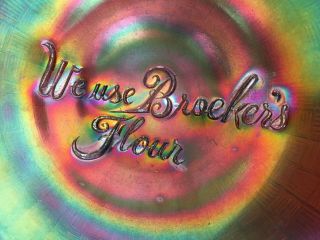 Very Rare Northwood Carnival Glass Advertising Plate - We Use Broeker’s Flour 6