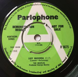 Beatles Lady Madonna Demo Promo Uk Parlophone Emi Rare 1968