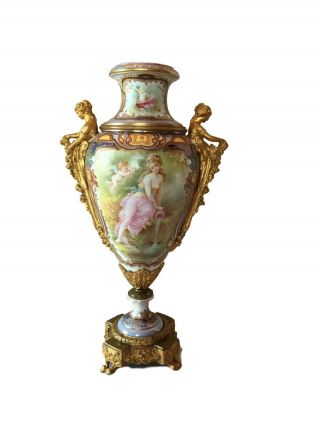 Antique Sevres Art Nouveau Hand Painted Porcelain Vases Signed Collot