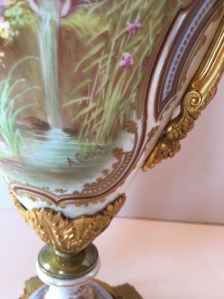 Antique Sevres Art Nouveau Hand Painted Porcelain Vases Signed Collot 3