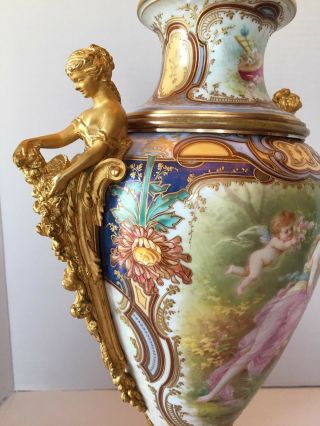 Antique Sevres Art Nouveau Hand Painted Porcelain Vases Signed Collot 9