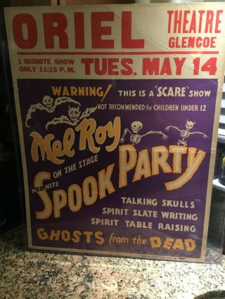 Spook Show Window Card Mel Roy Spook Party 22” X 28”