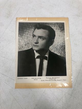 2 - Johnny Cash 8x10 Promo Photos Signed In Blue Ink,