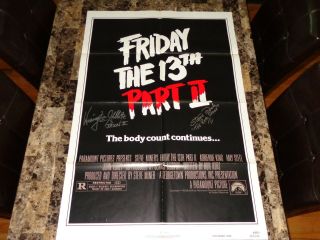 Friday The 13th 2 Steve Dash Warrington Gillette Signed 1 - Sheet Movie Poster