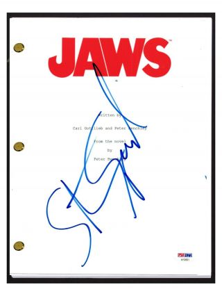 Steven Spielberg Signed Autographed Jaws Full Movie Script Psa/dna