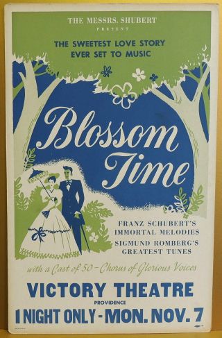Triton Offers 1949 Broadway Tour Poster Blossom Time Shubert Operetta