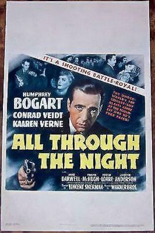 Again All Through The Night - 1942 Window Card Poster Rare Bogart
