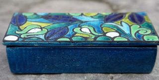 Bitossi Rosenthal Netter 1960 ' s Rare Vintage Turquoise Floral Box Mid Century 2