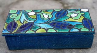 Bitossi Rosenthal Netter 1960 ' s Rare Vintage Turquoise Floral Box Mid Century 5