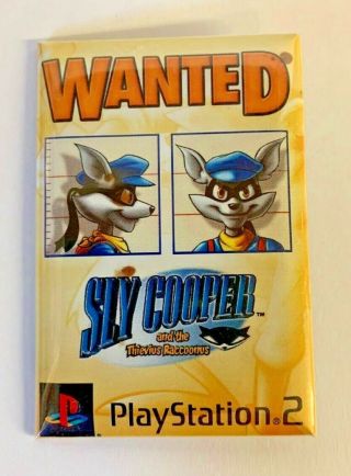Vintage Sly Cooper & The Thieveus Racoonus Promo Play Station Pin Button Game