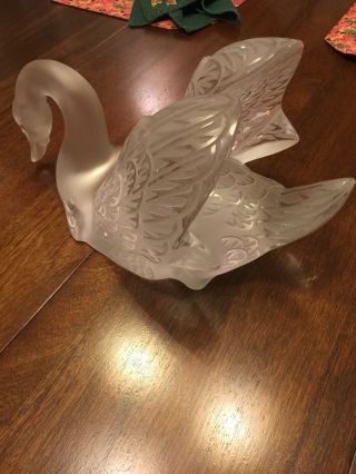 Lalique crystal,  head down swan,  signed.  rare piece of art. 2