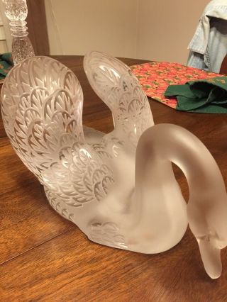 Lalique crystal,  head down swan,  signed.  rare piece of art. 3