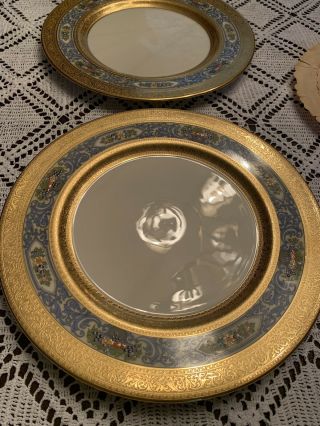 RARE LENOX Autumn Dinner Plates Set Of 8 /1917 - 1930 Dk Green Hallmark 24k Bands 6