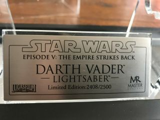 Star Wars Darth Vader The Empire Strikes Back Lightsaber Master Replicas LE VGC 3