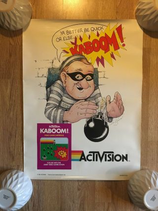 Rare Atari Activision Kaboom Store Promo Poster 17x23 Vintage 1981