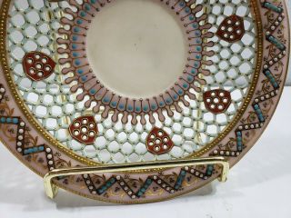 Royal Worcester Reticulated Dbl Walled Enameled Jeweled Tea Cup & Saucer 1860 ' s 9