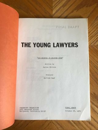 The Young Lawyers TV Script 1970 Final Draft Signed Harlan Ellison 5