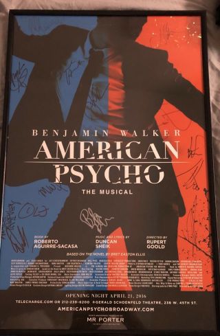Full Cast Signed American Psycho Broadway Framed Poster Windowcard