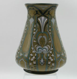 Buffalo Pottery Emerald Deldare Ware Large Vase 1911 Art Nouveau