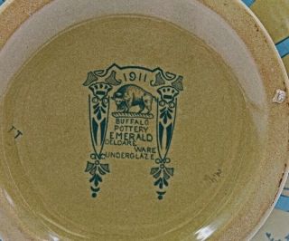 Buffalo Pottery Emerald Deldare Ware Large Vase 1911 Art Nouveau 7
