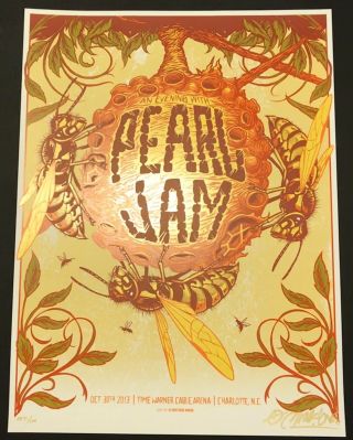 Pearl Jam Concert Poster - Munk One Signed/ ’d Ap 31/100 - 10.  30.  31 Charlotte Nc