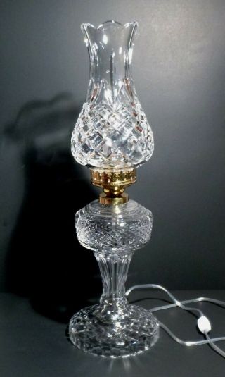 Vintage Waterford Crystal Inishturk Hurricane Lamp 22 " Made In Ireland