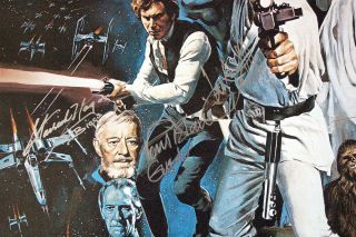 Star Wars One Sheet Poster multi Signed Carrie Fisher Peter Mayhew and more 11